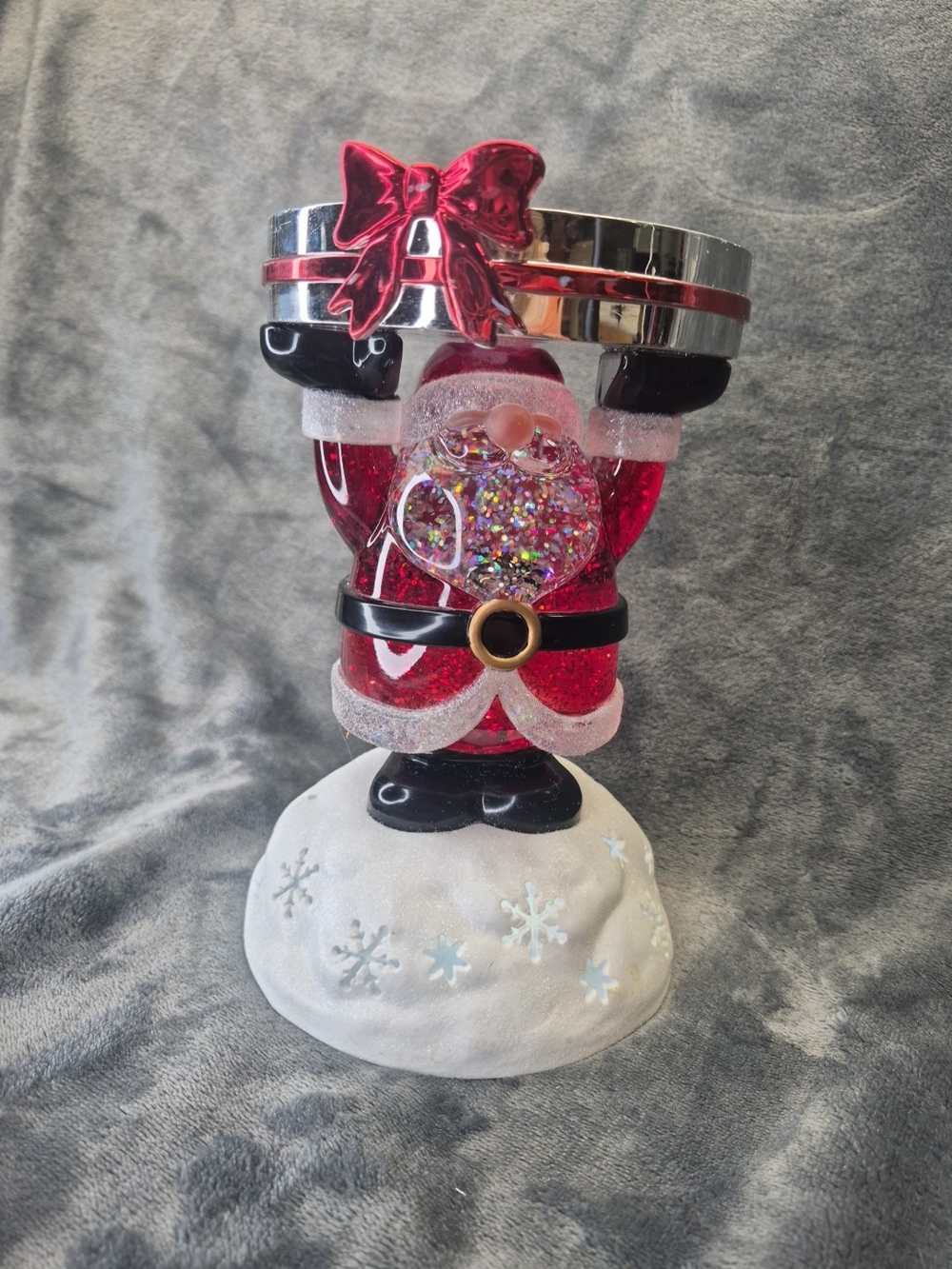 Bath & Body Works Christmas Santa Water Globe 3-Wick Candle Holder